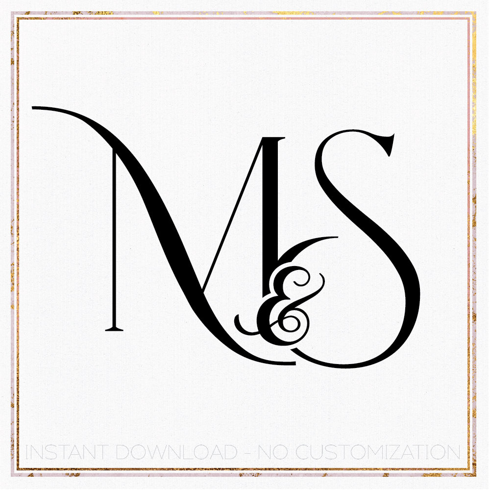 Minimalist Wedding Monogram Logo Design, MS Initial (digital Download ...
