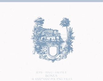 Monogramme d'écusson de mariage vintage, création de logo sur mesure (téléchargement numérique)