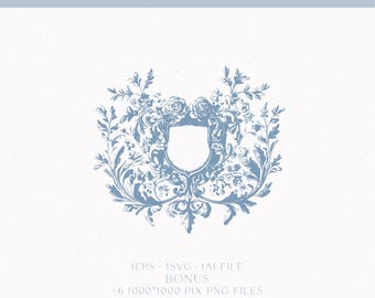 écusson de mariage vintage, logo monogramme floral (téléchargement numérique)