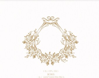 Floral Wedding Crest Logo | Vintage Monogram (digital Download) - Etsy