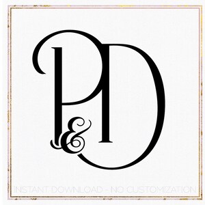 May include: Black and white monogram design featuring the letters "P" and "D" with an ampersand symbol between them. The letters are stylized in a script font.
