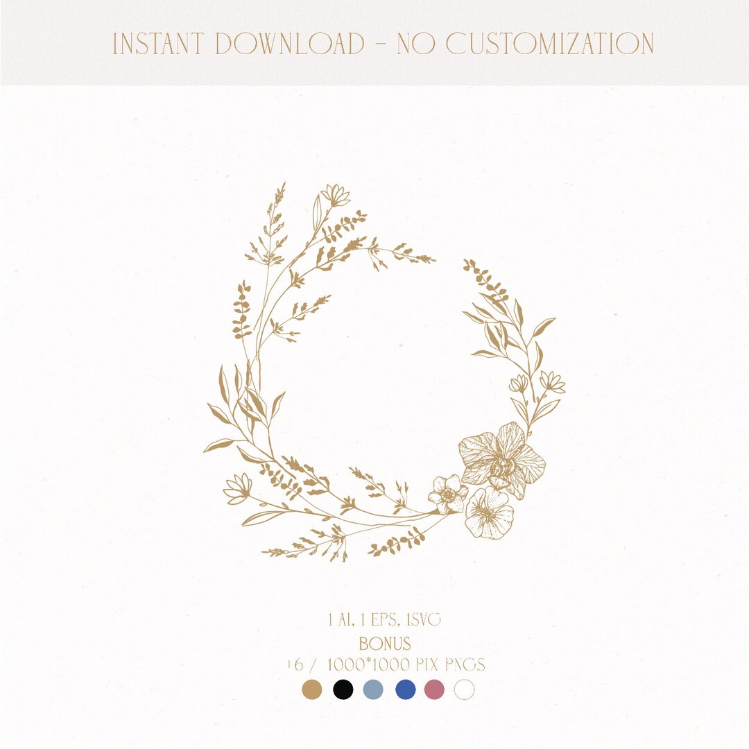 Floral Wreath Wedding Logo, Elegant Monogram (digital Download) - Etsy