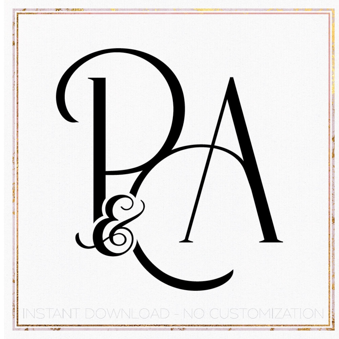 Minimalist Wedding Monogram Logo Design, Initials PA (digital Download ...