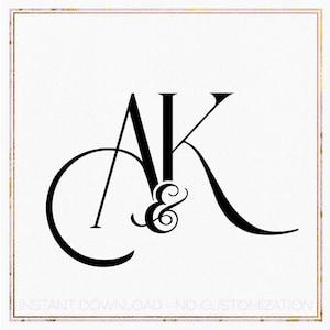 May include: Black and white monogram design featuring the letters A and K with an ampersand symbol between them. The letters are stylized with a decorative flourish.