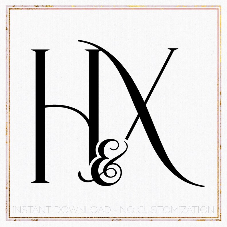 Minimalist Wedding Monogram Logo, HX Initial Design (digital Download ...
