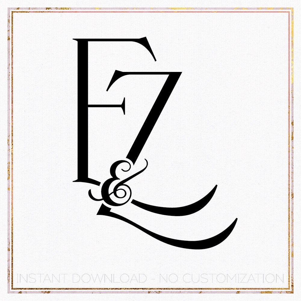 Modern Wedding Monogram Logo, Initial EZ ZE (digital Download - Etsy