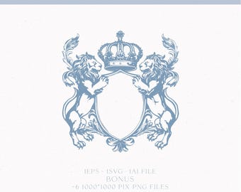 Vintage Wedding Crest Logo, Heraldry Monogram (SVG File)