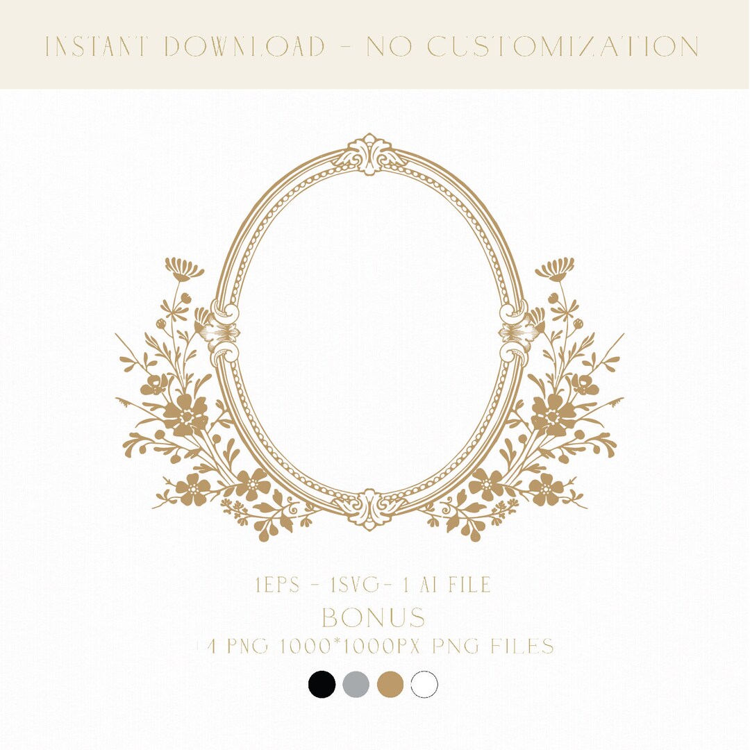 Floral Wedding Crest, Vintage Monogram Frame (digital Download) - Etsy