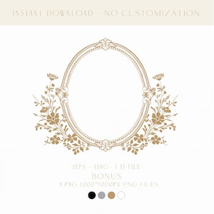 Wedding Monogram Digital Download, Floral Frame, Wedding Crest, Vector Clipart, Cricut, DIY Wedding Monogram, Botanical Crest, Wedding Crest