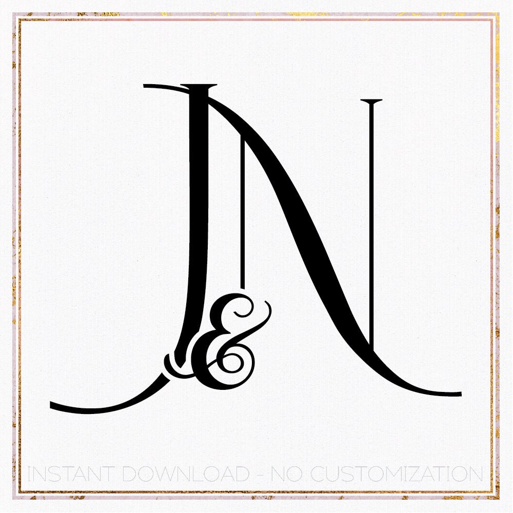 Minimalist Wedding Monogram Logo Design, Initial JN NJ (digital ...