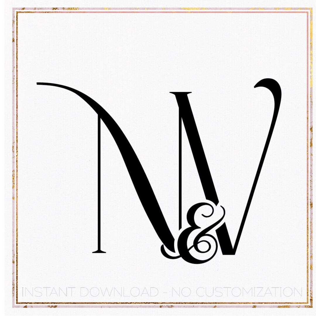 Minimalist Wedding Monogram Logo Design, NV Initials (digital Download ...