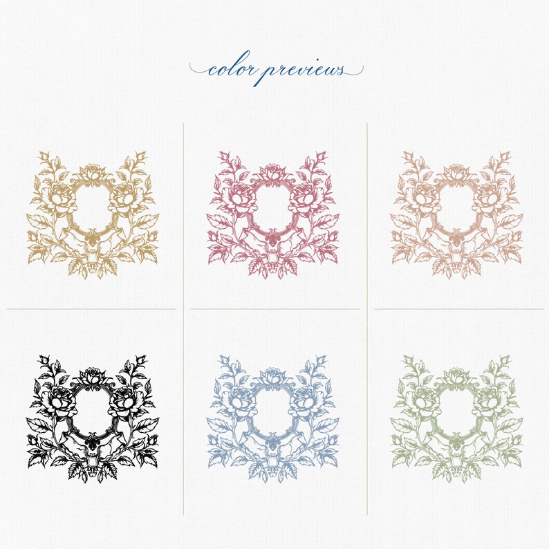 Vintage Floral Wedding Crest, Monogram Logo Design (digital Download ...