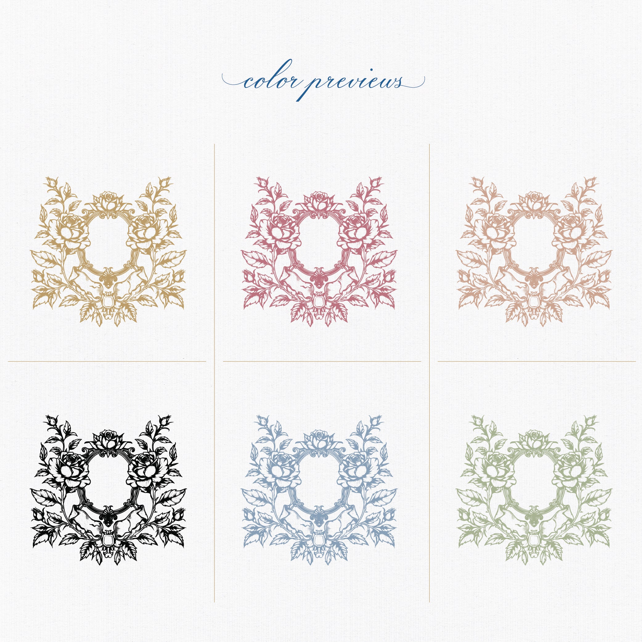 Vintage Floral Wedding Crest, Monogram Logo Design (digital Download ...