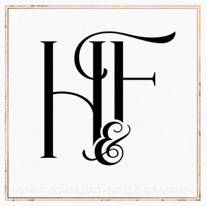 Minimalist Wedding Logo, Couples Initials Monogram, Wedding Monogram Digital Download, Monogram Svg, Modern Wedding Initials HF, FH
