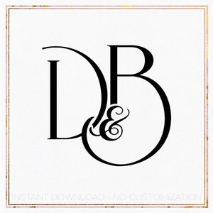 Könnte beinhalten: Schwarzweißes Monogramm-Design mit den Buchstaben "D" und "R" und einem Ampersand-Symbol dazwischen. Die Buchstaben sind stilisiert und miteinander verbunden.