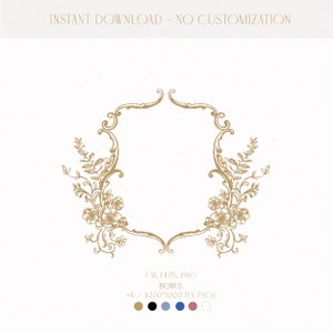Canva Wedding Logo, Floral Wedding Crest, Simply Timeless Wedding Monogram Logo, Elegant Wedding Logo Design for Unique Wedding Invitations
