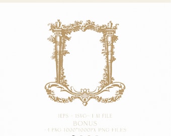 Vintage Wedding Crest Logo, Floral Frame (Digital Download)