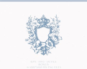 écusson de mariage vintage, modèle de monogramme floral (téléchargement numérique)