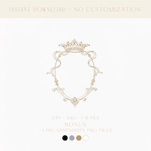 Descarga digital del monograma de la boda real, escudo de boda con corona, monograma de boda personalizado, corona SVG, monograma SVG, logotipo de boda