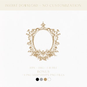 Vintage Wedding Crest Monogram Svg Digital Download, Antique Botanical Logo for Wedding Invitations, Favors Candles, Signage, Custom Napkins