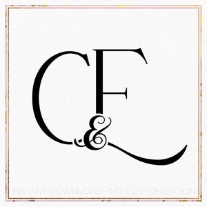 Peut inclure: Monogramme en noir et blanc avec les lettres "C" et "F" et un symbole ampersand entre elles. Les lettres sont stylisées avec une touche décorative.