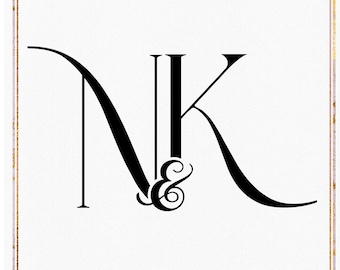 Wedding Monogram Initials, Wedding Logo, Wedding Monogram, NK , KN