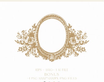 Antique Floral Wedding Monogram, Vintage Logo (Digital Download)