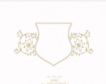 Floral Wedding Crest, Vintage Monogram, Bespoke Design (Digital Download)