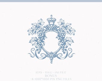 Monogramme d'écusson de mariage vintage, création de logo sur mesure (téléchargement numérique)