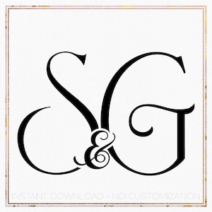 May include: Black and white monogram design featuring the letters "S" and "G" intertwined with an ampersand.