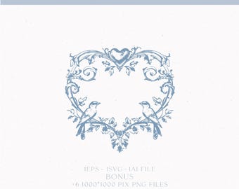 Vintage Wedding Crest, Floral Heart Monogram (Digital Download)