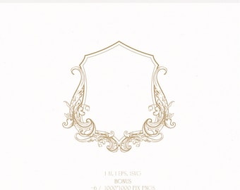 Vintage Wedding Crest, Monogram Logo Design (Digital Download)