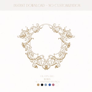 Vintage Style Floral Wedding Crest, Elegant Wedding Logo Design, Wedding Logo Template, INSTANT DOWNLOAD