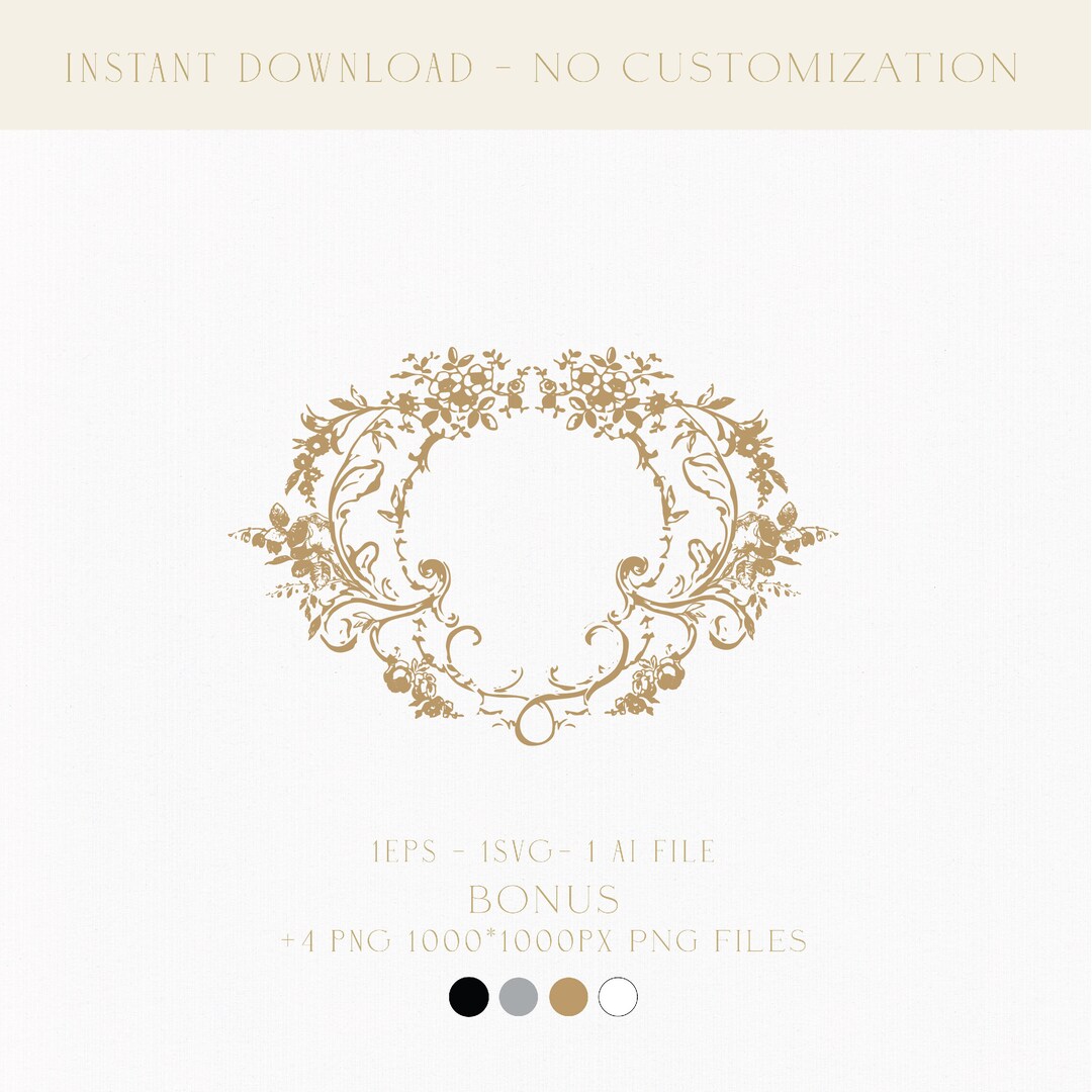 Vintage Wedding Wreath Monogram Logo (digital Download) - Etsy