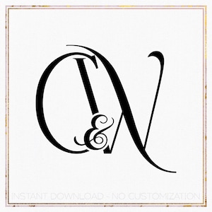 May include: Black and white monogram with the letters C and W intertwined. The letters are in a script font and the ampersand is a decorative flourish. The text "INSTANT DOWNLOAD - NO CUSTOMIZATION" is at the bottom of the image.