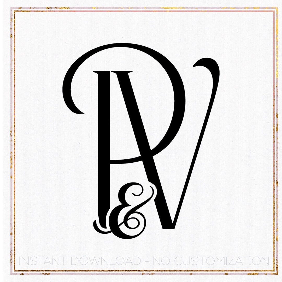 Minimalist PV Wedding Monogram Logo Design (digital Download - Etsy