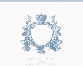Logo écusson de mariage vintage, monogramme esquissé (téléchargement numérique)