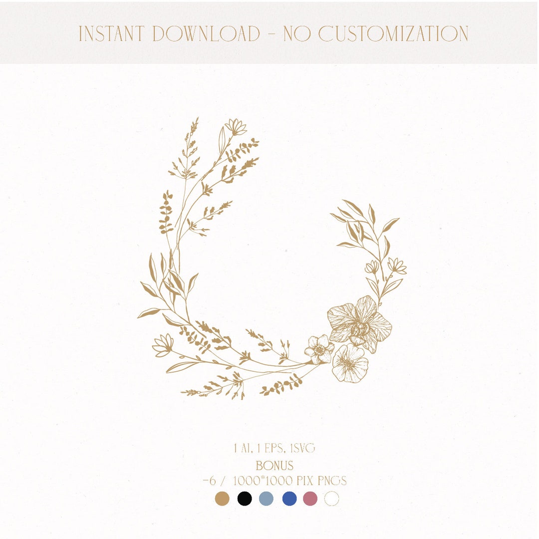 Modern Wedding Monogram Logo Digital Download, Botanical Logo, Laurel ...