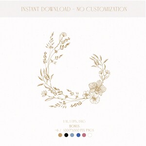Modern Wedding Monogram Logo Digital Download, Botanical Logo, Laurel Wreath, Floral Wreath for Unique Wedding Invitations, Monogram Svg
