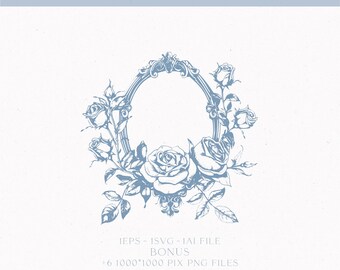 Vintage Hochzeitswappen, Blumenmonogrammrahmen (Digitaler Download)