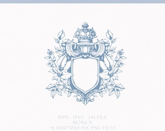 Monogramme d'écusson de mariage vintage, création de logo sur mesure (téléchargement numérique)