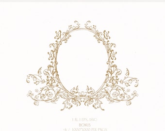 Vintage Wedding Crest Logo: Floral Frame Design (Digital Download)