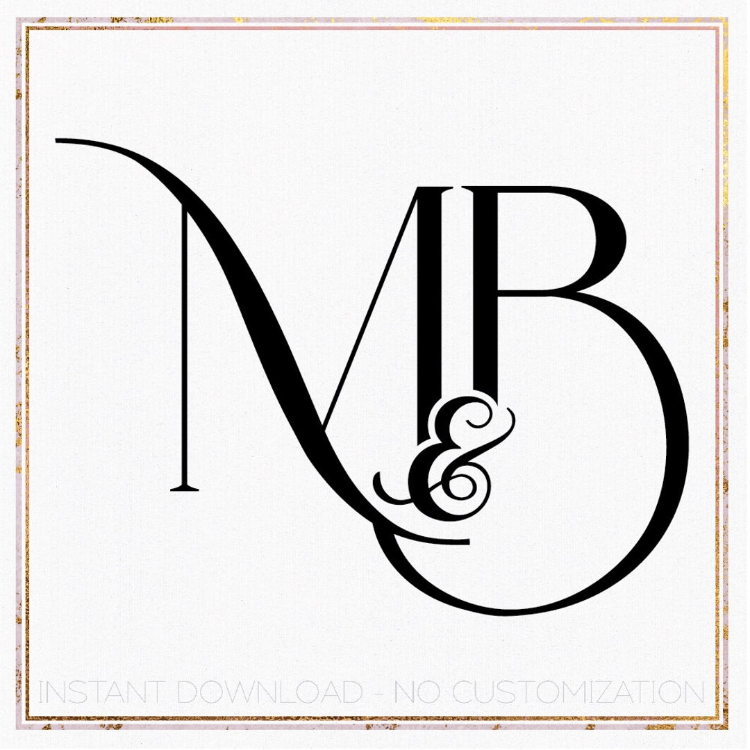 Minimalist Wedding Monogram Logo, MB Initial Design (digital Download ...