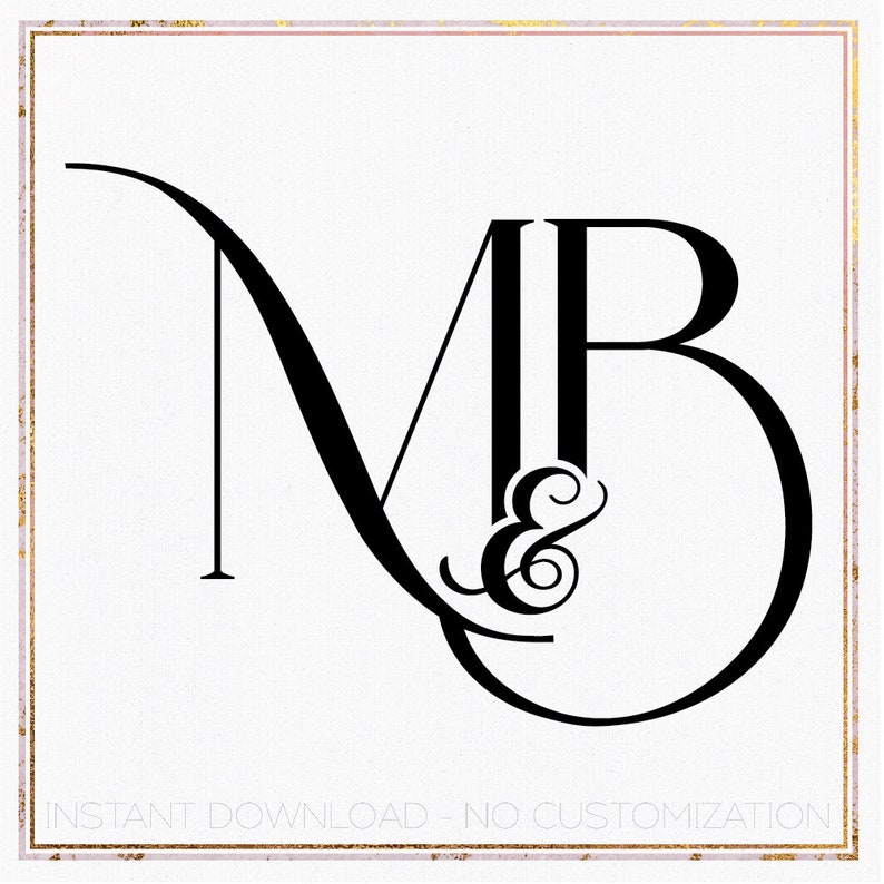 Minimalist Wedding Monogram Logo, MB Initial Design (digital Download ...