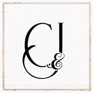 Minimalist Wedding Monogram, Elegant Logo Design (Digital File) CJ, JC