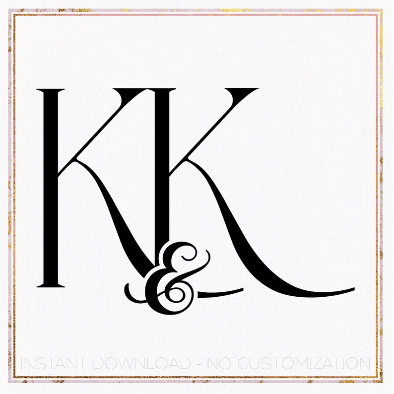Minimalist Wedding Monogram Logo Design, Initial KK (digital Download ...