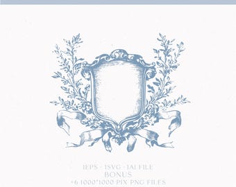 Monogramme d'écusson de mariage vintage, création de logo esquissée (téléchargement numérique)