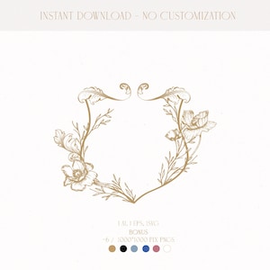 Beautiful Wedding Logos | Wedding Monograms | Vintage Style Floral Wedding Crest, Elegant Wedding Logo Design, Template, Digital Download