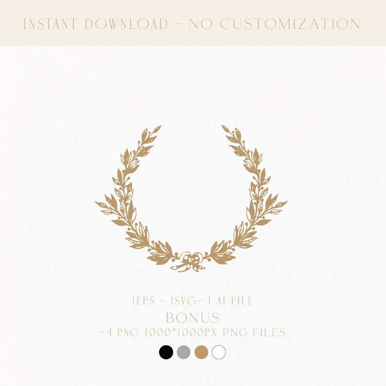 Vintage Laurel Wreath Monogram – Wedding Crest Logo (digital Download ...