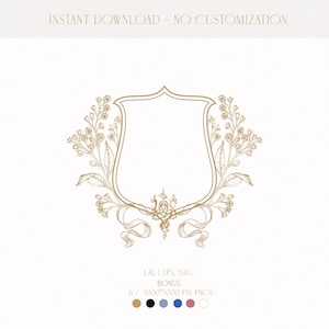 Download digitale dello stemma nuziale, stemma nuziale senza tempo per inviti e bomboniere di nozze unici, logo botanico regalo per il decimo anniversario
